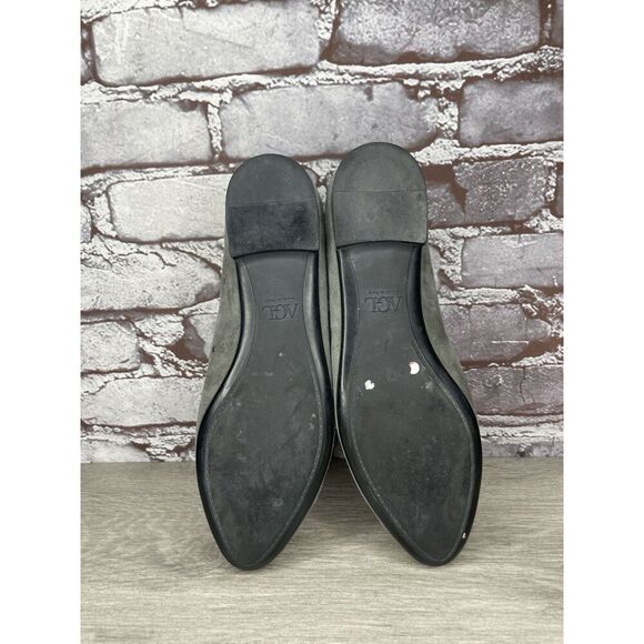 AGL Grommet Gray Suede Leather Studded Pointed Toe Flats Women’s Sz 38EU/7.5M US - Picture 9 of 16